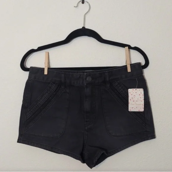 Free People High Waist Denim Black Shorts NWT - Picture 3 of 8